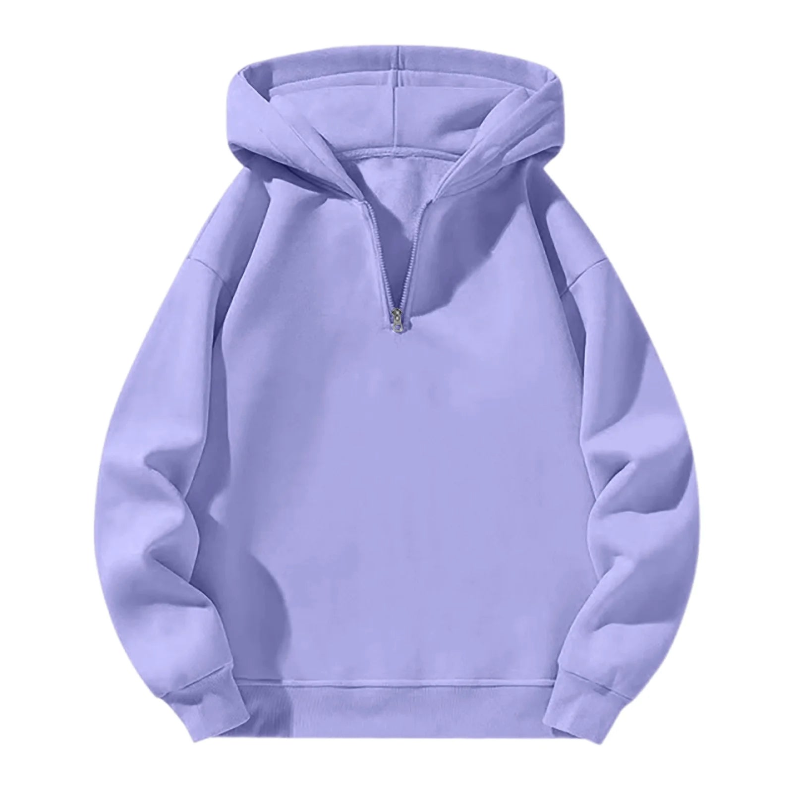 Men'S Quarter Zip Hoodies Zip up Solid Color Hoodie Long Sleeve Drop Shoulder Sweatshirt Casual Pullover Light Purple 3XL