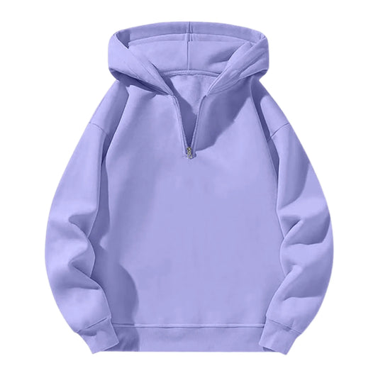 Men'S Quarter Zip Hoodies Zip up Solid Color Hoodie Long Sleeve Drop Shoulder Sweatshirt Casual Pullover Light Purple 3XL