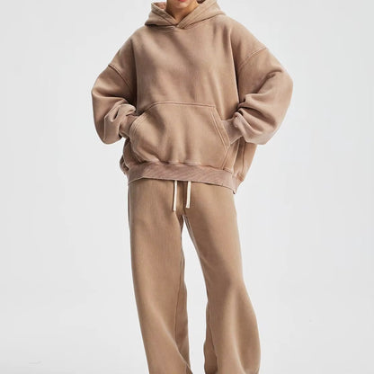 Wholesale Acid Wash Sport Heavyweight Oversized Hoodies Men'S & Women'S Streetwear with Solid Color & Customized Pocket Size
