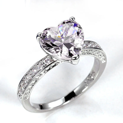 Rings for Alloy Wedding Ring Inlaid with Heart-Shaped Zircon Ring Women'S Engagement Jewelry
