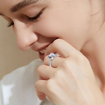 Rings for Alloy Wedding Ring Inlaid with Heart-Shaped Zircon Ring Women'S Engagement Jewelry