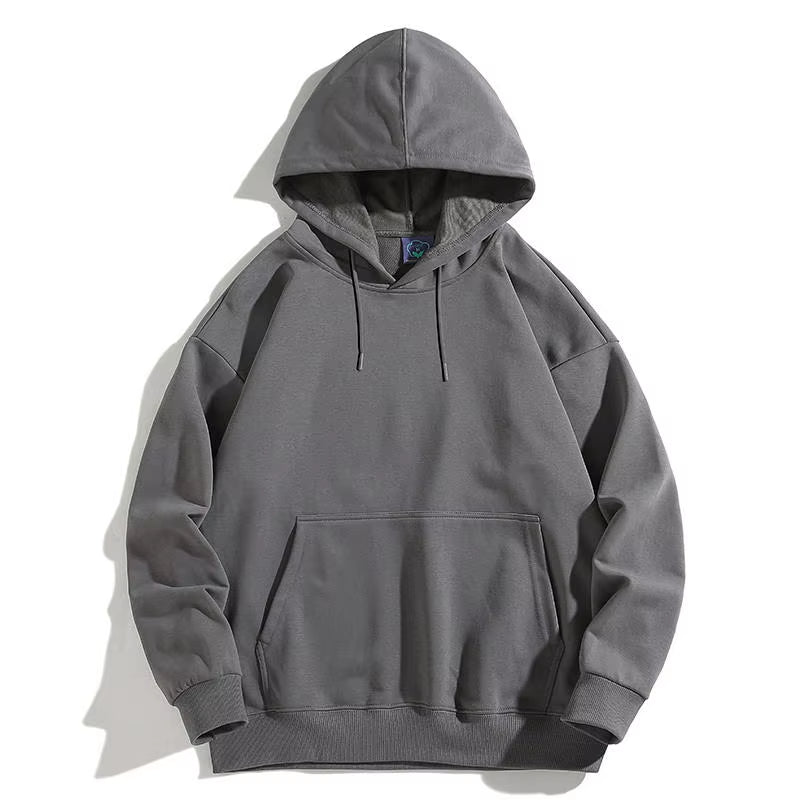 Men's Oversized Plus Size Hoodie - Custom Streetwear with Anime Logo, Heavyweight Cotton Printed Sweatshirt