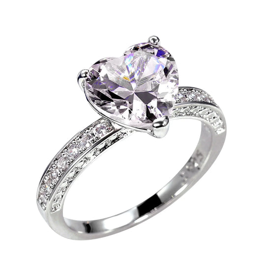 Rings for Alloy Wedding Ring Inlaid with Heart-Shaped Zircon Ring Women'S Engagement Jewelry
